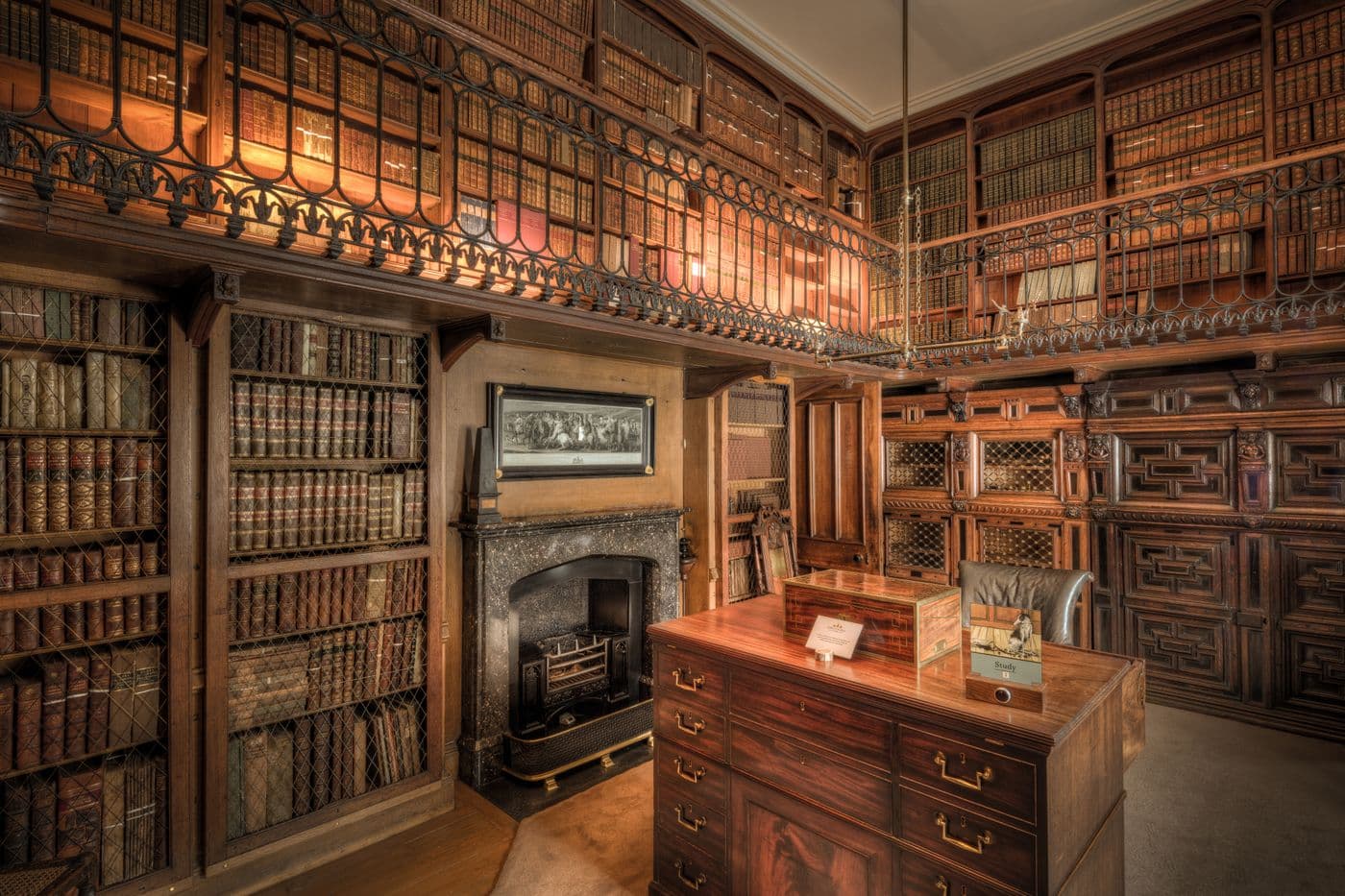 A private study lined with books